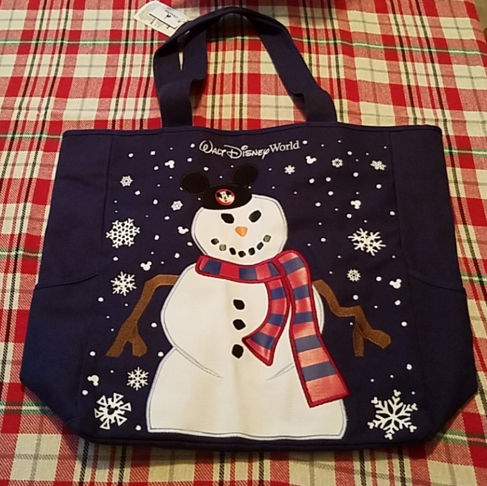 NEW Disney Navy snowman tote